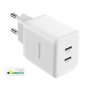 Carregador de Tomada Universal Geonav Turbo Duo CH35PDWT 35W para Celulares e Dispositivos Eletrônicos