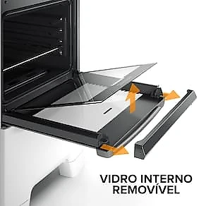 Fogão Continental 4 Bocas FC4IB com Mesa de Inox, Tecnologia Top Limpa Fácil e Acendimento Automático Bivolt – Branco