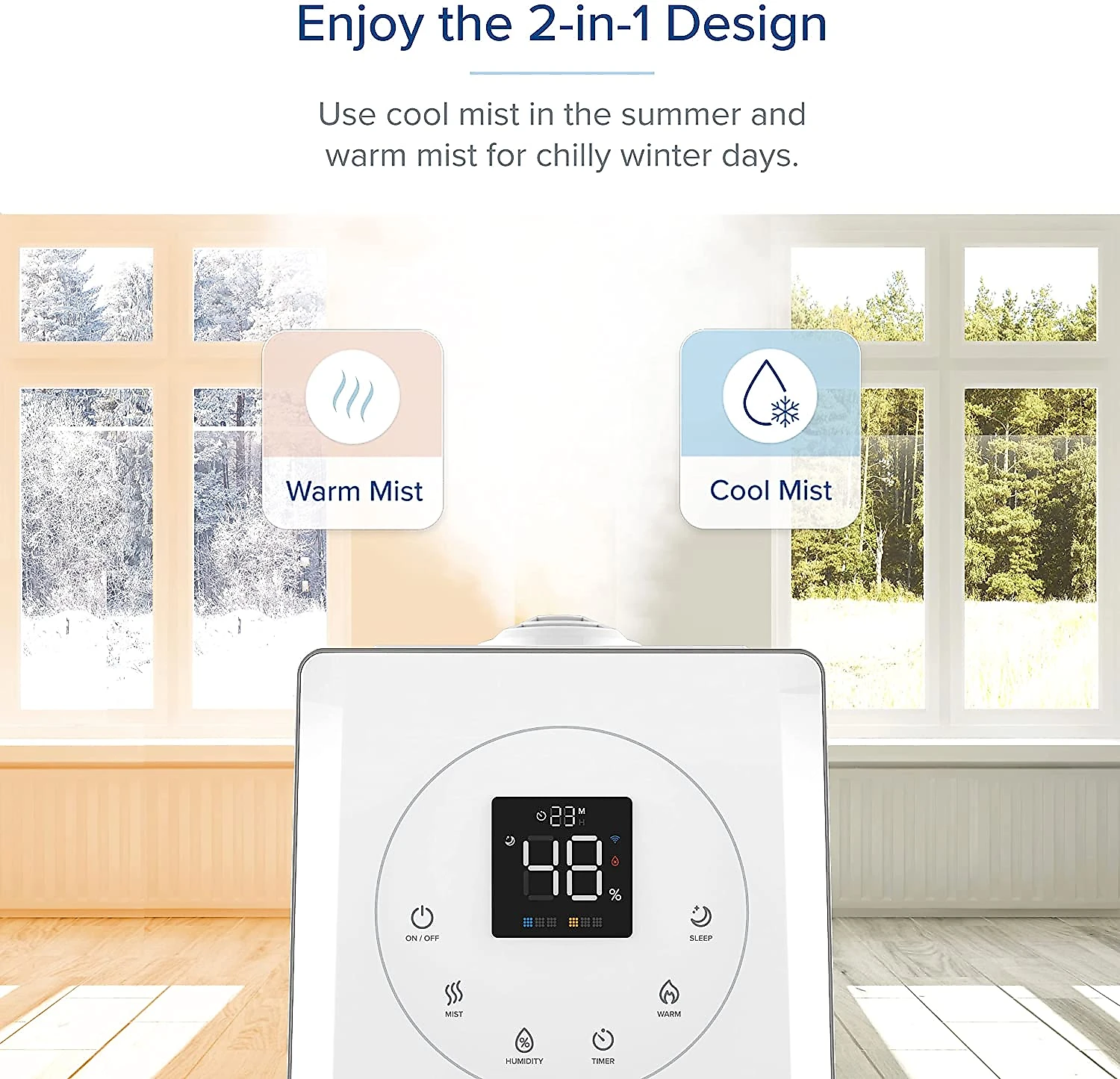 LEVOIT Umidificador Ultrassônico Portátil 6L cDesligamento A utomático Silencioso 110V Branco