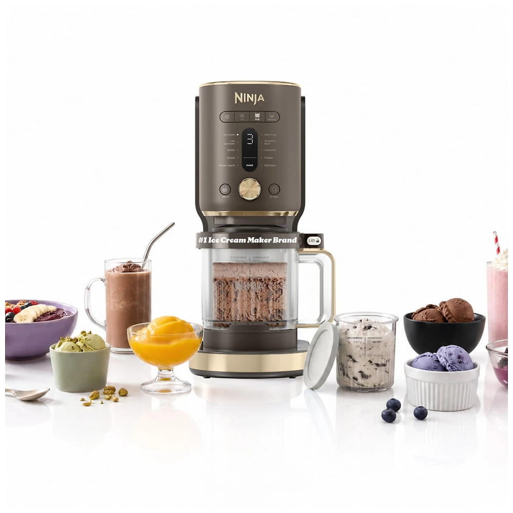 Sorveteira Ninja CREAMi XL 11-em-1 NC601BR Potes de 710 ml com 11 Modos Gelato Smoothie Bowl Mocha