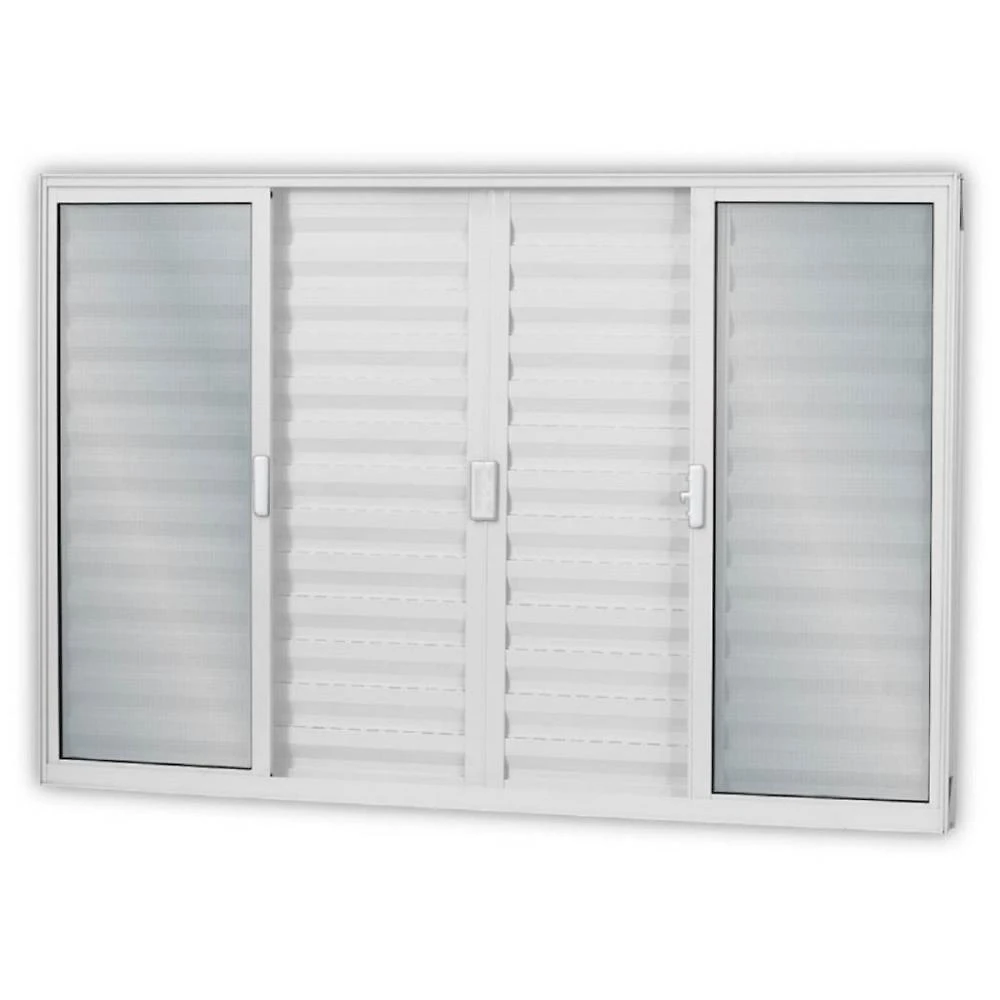 Janela de Alumínio Veneziana de Correr 100x150cm 6 Folhas 2 Fixas com Vidro Mini Boreal Linha Soft M