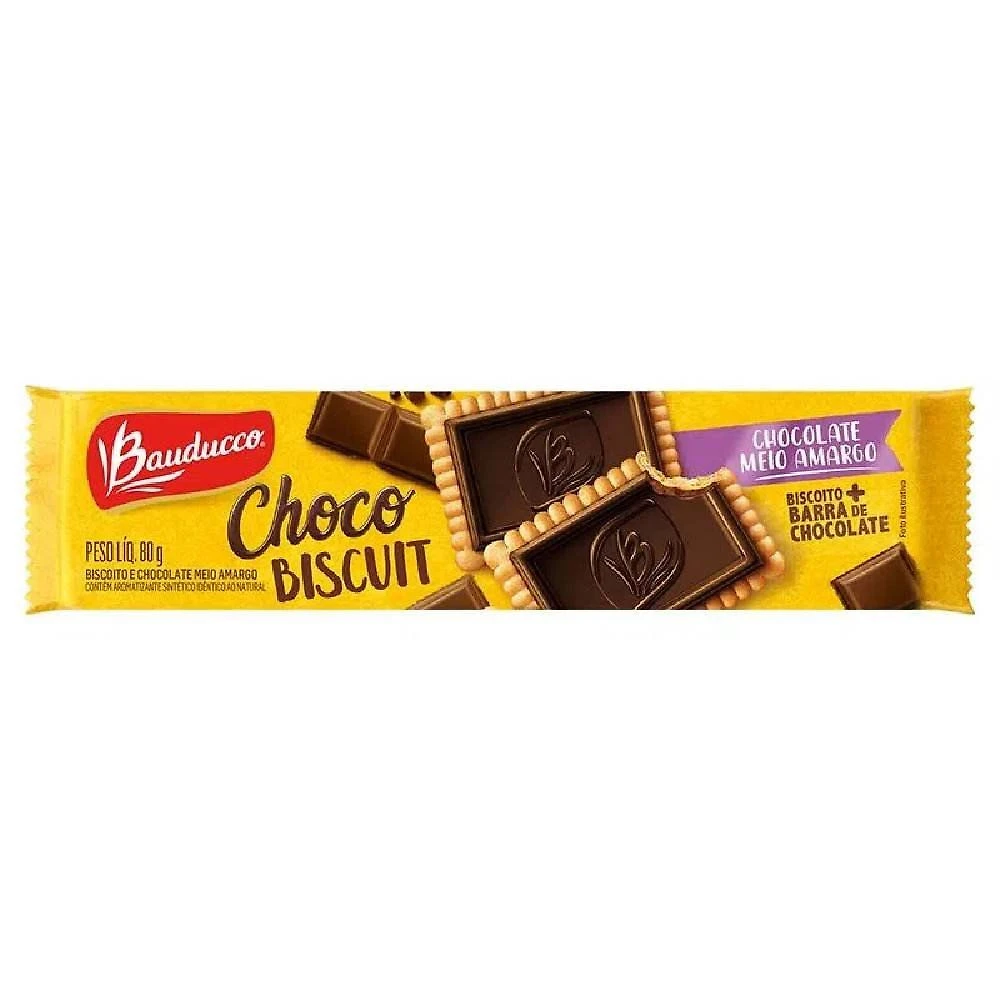 Biscoito Bauducco Choco Biscuit Chocolate Meio Amargo 80g