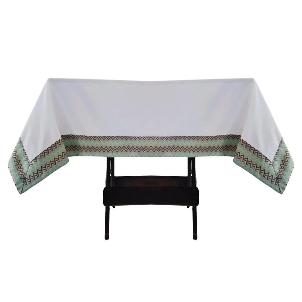 Toalha Mesa Gabardine Borda Jacquard 1,45x2,00 6 Lugares Branco