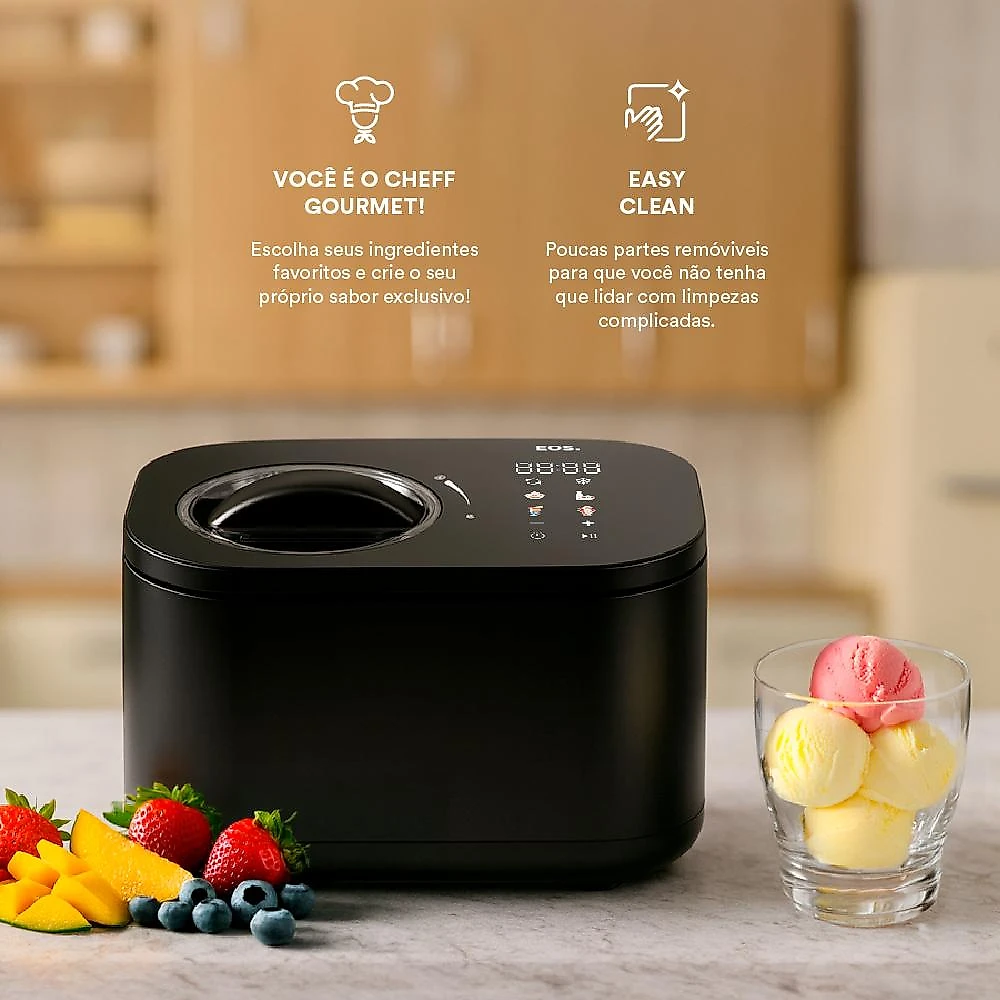 Sorveteira Expressa EOS 1 Litro 4 em 1 Digital All Black ESO04P 220V