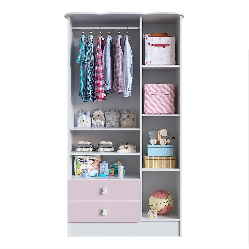 Quarto de Bebê Completo com Guarda-Roupa e Cômoda Arco-Íris Quarto de Bebê Completo com Guarda Roupa e Cômoda 377001 Espresso Móveis Rosa