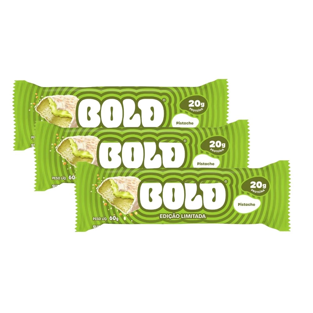 Kit 3 Barra de Proteína Bold 20g de Proteína Pistache 60g