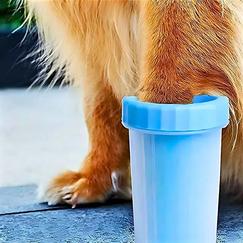 Limpador de Pata para Pets Utibom Azul Portátil em Plástico com Cerdas Internas para Cães e Gatos