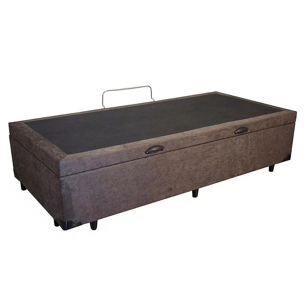 Cama Box Baú Solteiro Suede Cama Marrom 88x188x45cm