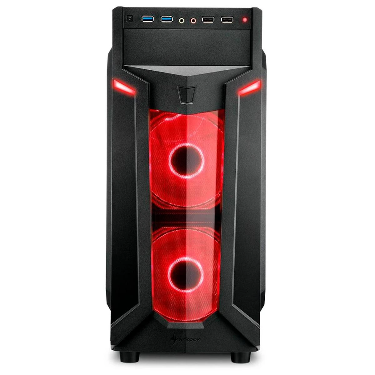 Miniatura Gabinete Gamer Sharkoon Vg6-W Atx Com 3 Fans Led Vermelho