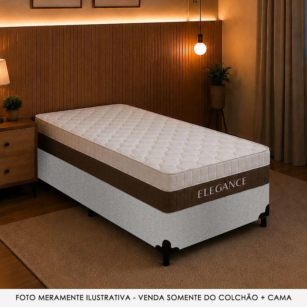 Cama Box Solteiro Elegance com Colchão Molas Ensacadas Suede Cinza Royal