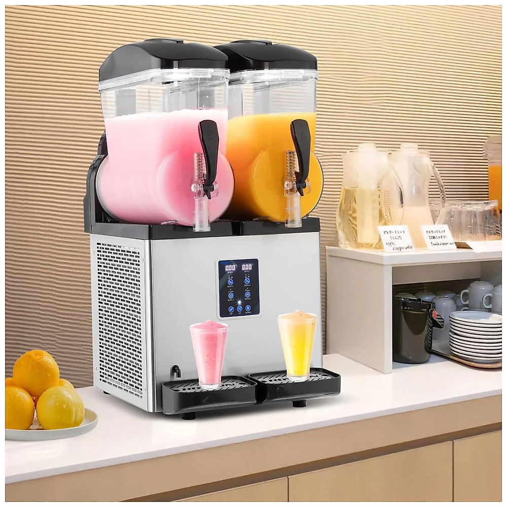 Máquina de Slush Raspadinha ROVSUN 30L Duplo Tanque Comercial Inox 1000W 110V