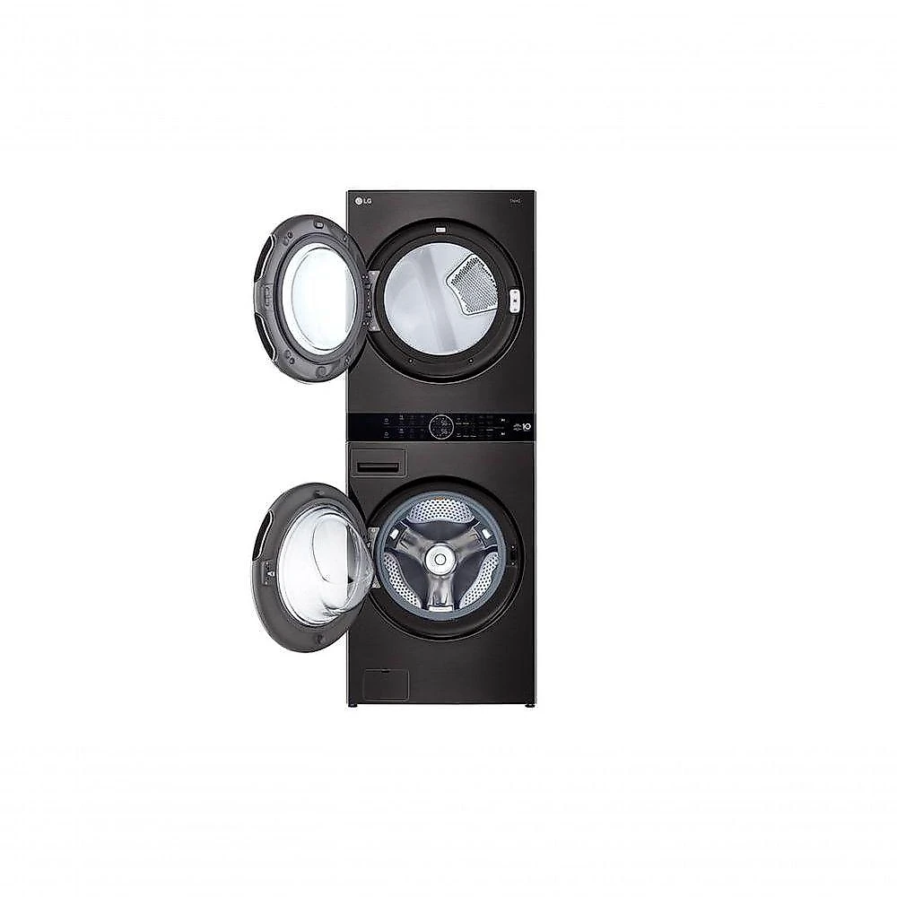 Lavadora e Secadora Elétrica Smart LG WashTower 17kg Aço Escovado Preto com Inteligência Artificial AIDD WK17BS6A 220V