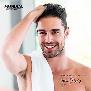 Máquina de Cortar Cabelo Mondial Hair Stylo CR-07 4 pentes - Azul/Prata 110V