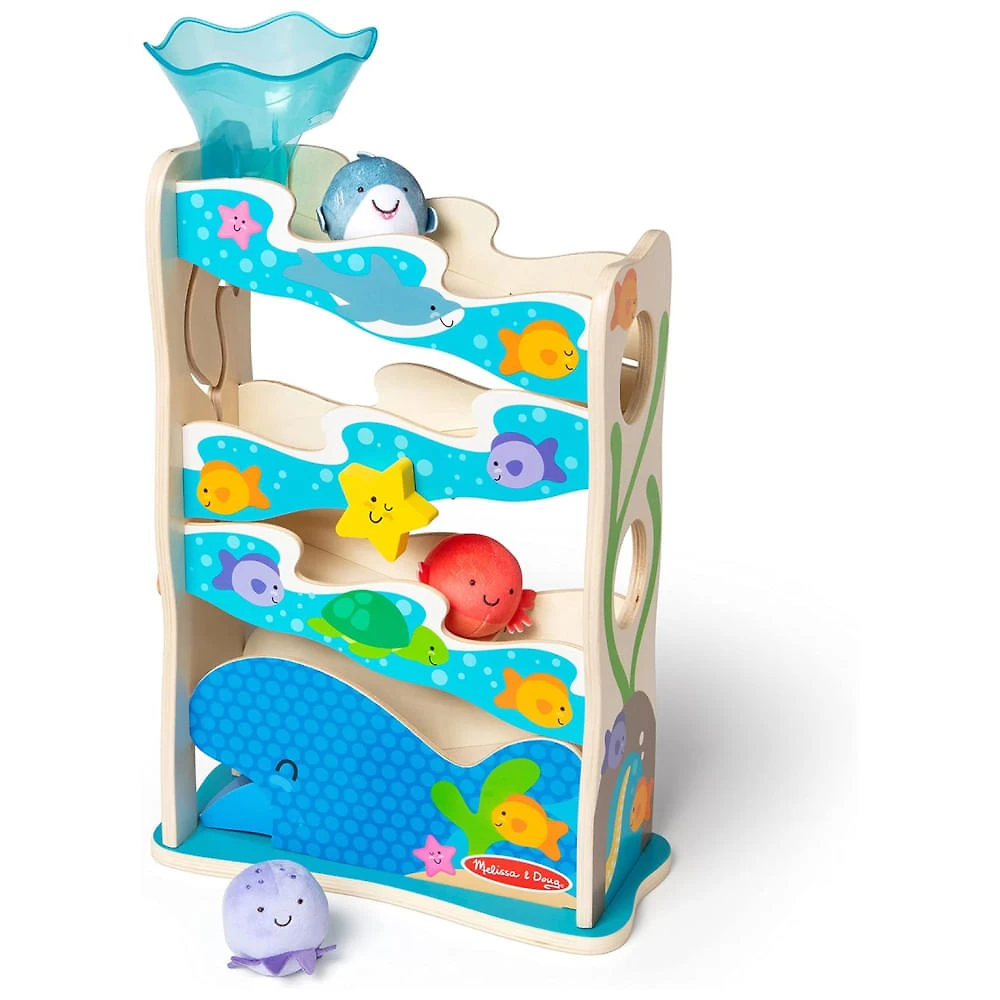 Escorregador Infantil de Madeira, Tema Oceano com 5 Peças Ideal para Aprendizagem Precoce de Bebês e Crianças, Me...