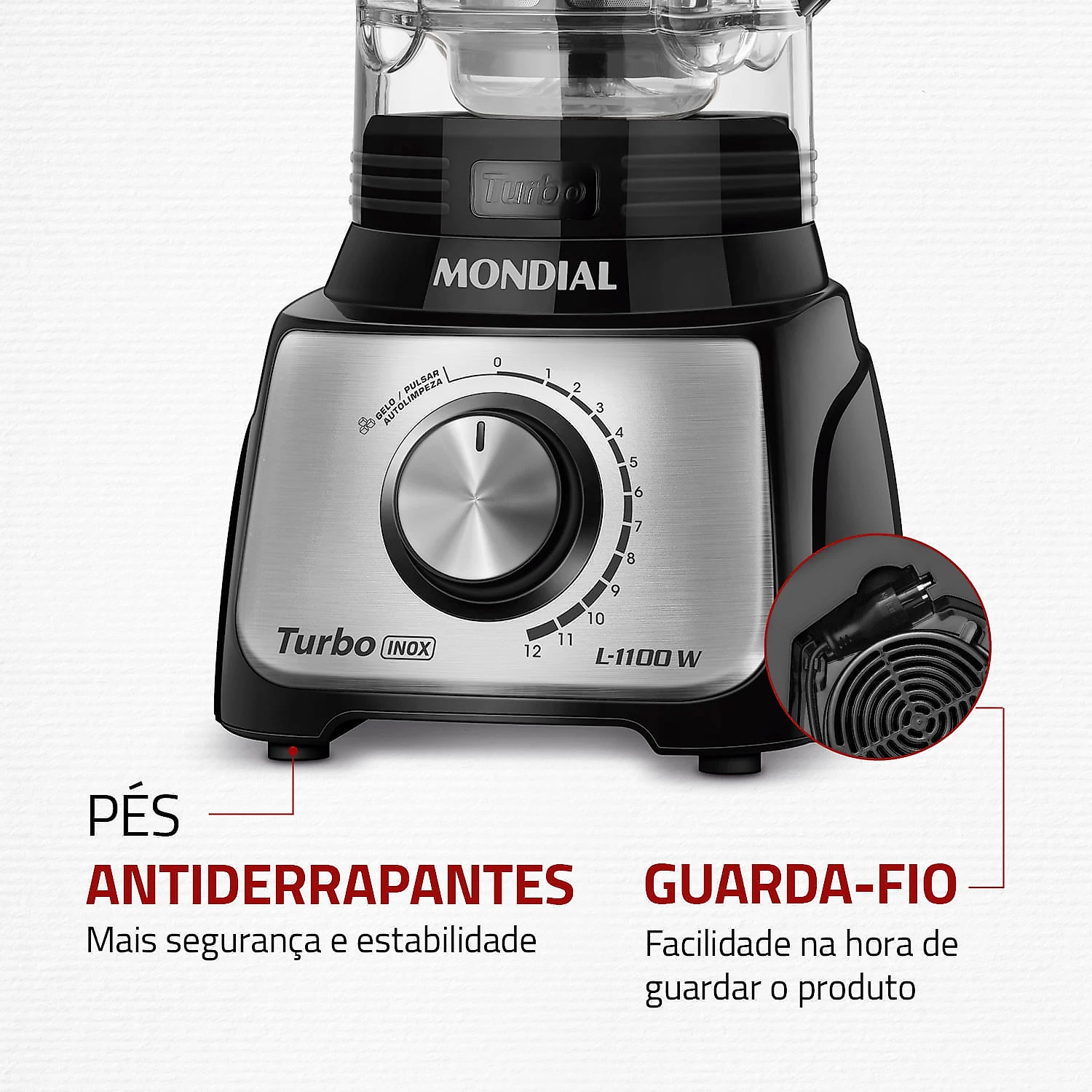 Liquidificador Mondial Turbo Inox 3L L-1100-BI LIQUIDIFICADOR L-1100-BI 127V/60HZ .