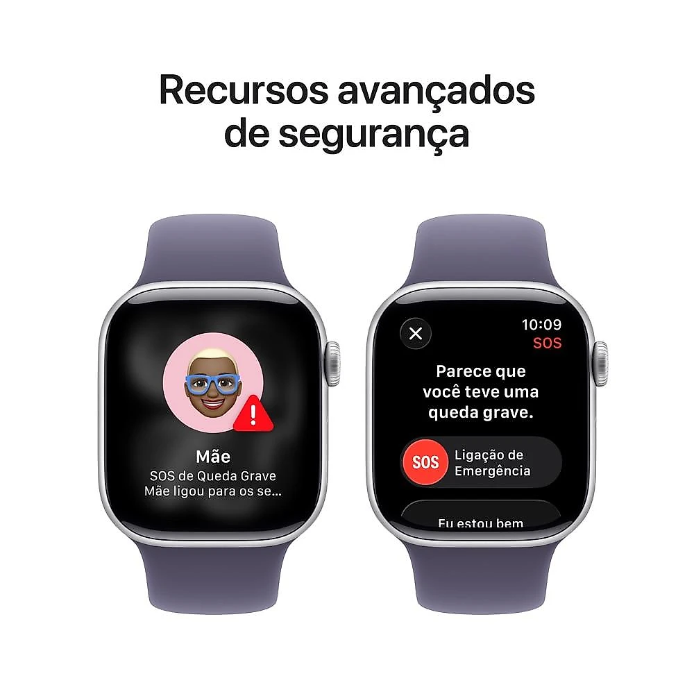 Apple Watch Series 11 GPS + Cellular - Caixa prateada de alumínio – 42 mm - Pulseira esportiva roxo-névoa – P/M