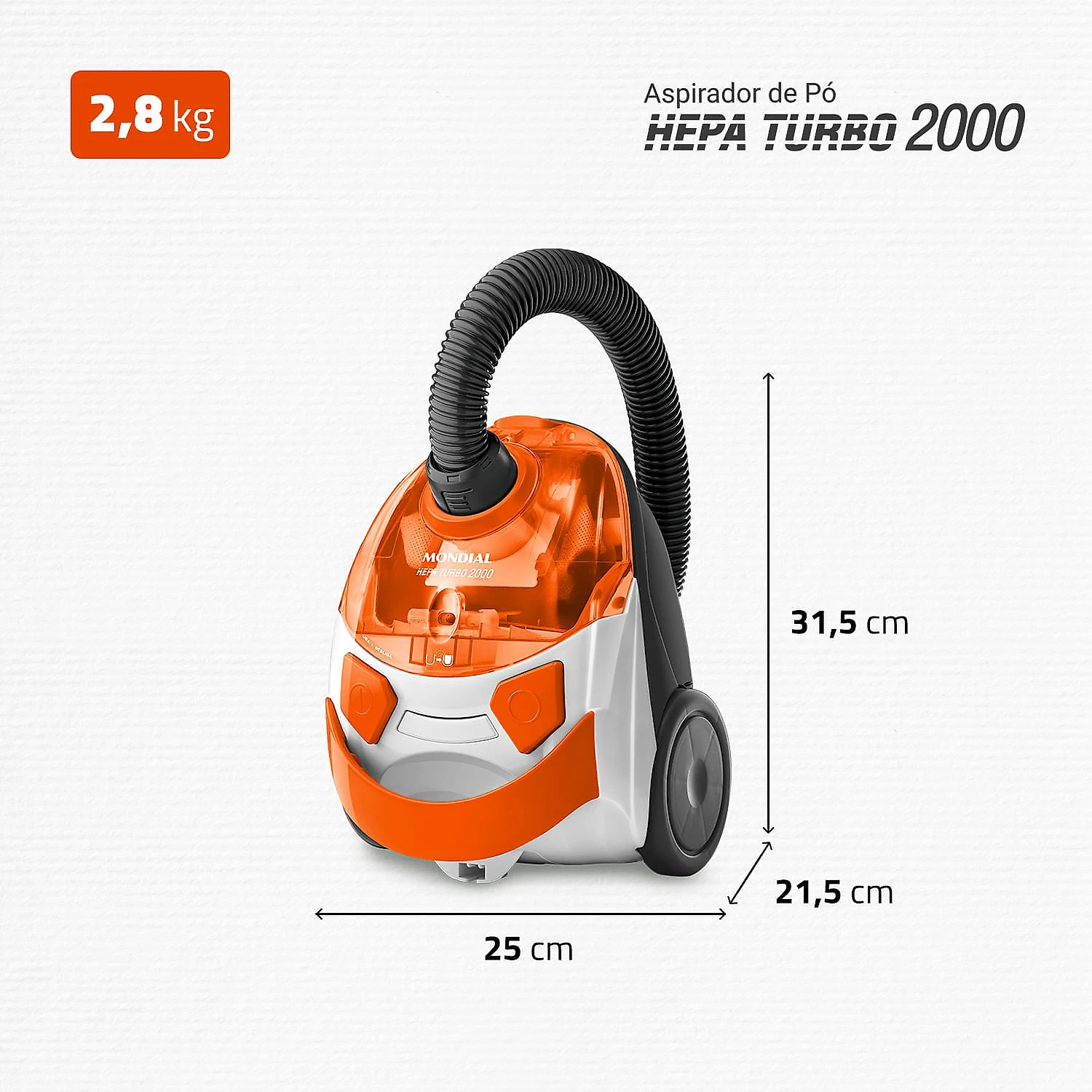 Aspirador de Pó Mondial Turbo Hepa AP-15 ASPIRADOR PO-127V-BRANCO/LARANJA