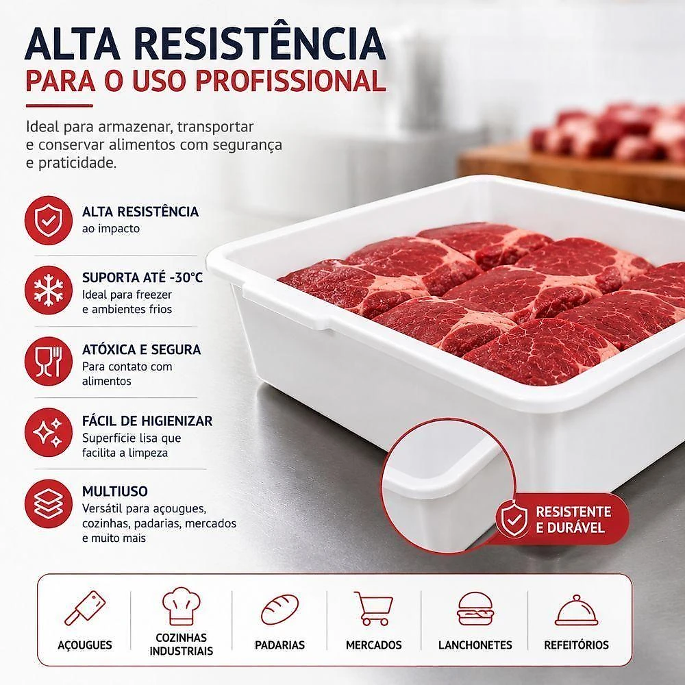 Bandeja Multiuso Caixa Frigorifica Plastico Industrial Reforcada Alimentos Freezer 9L