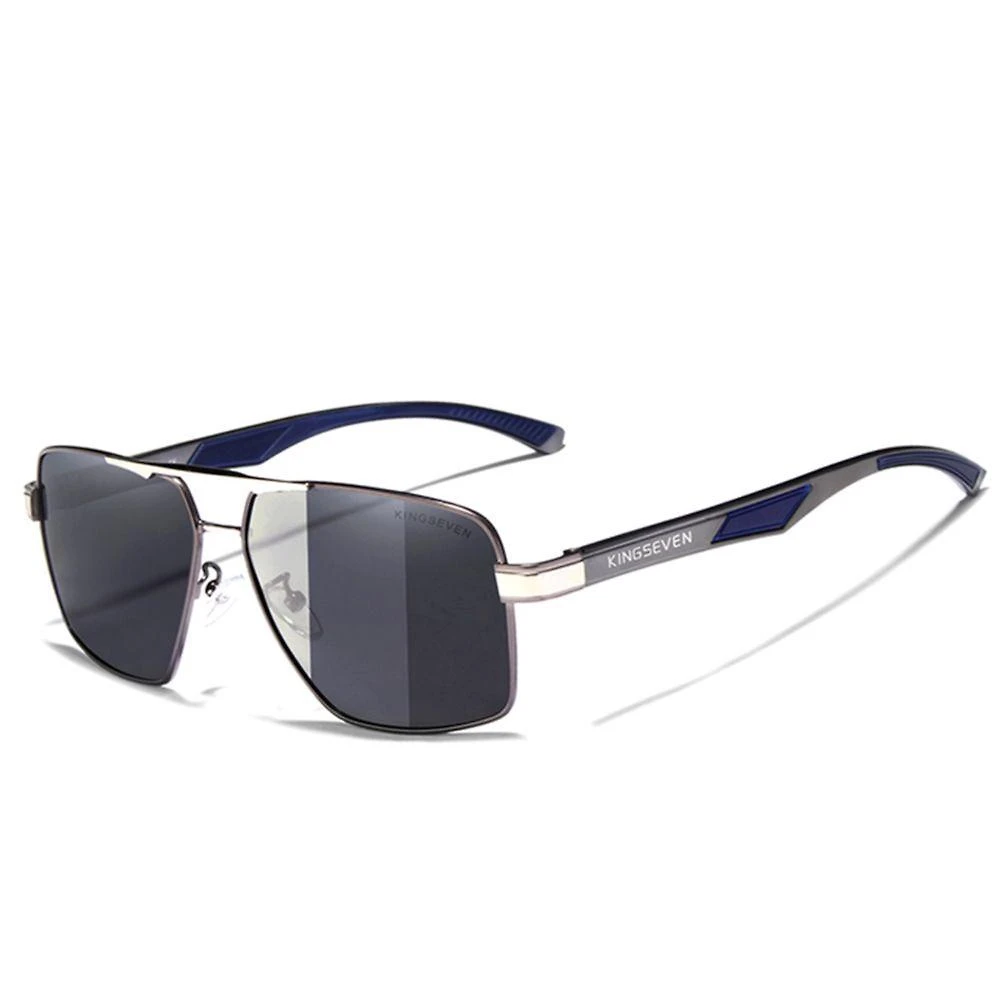 Óculos De Sol Masculino Design Alumínio Lente Espelho Polarizada Uv400 Cinza
