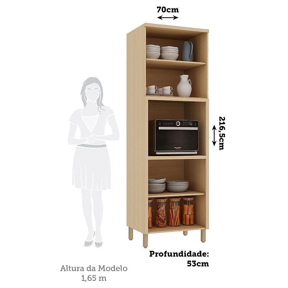 Paneleiro Brise 4 Portas 2 Prateleiras MDP 70CM Amadeirado Luciane Móveis