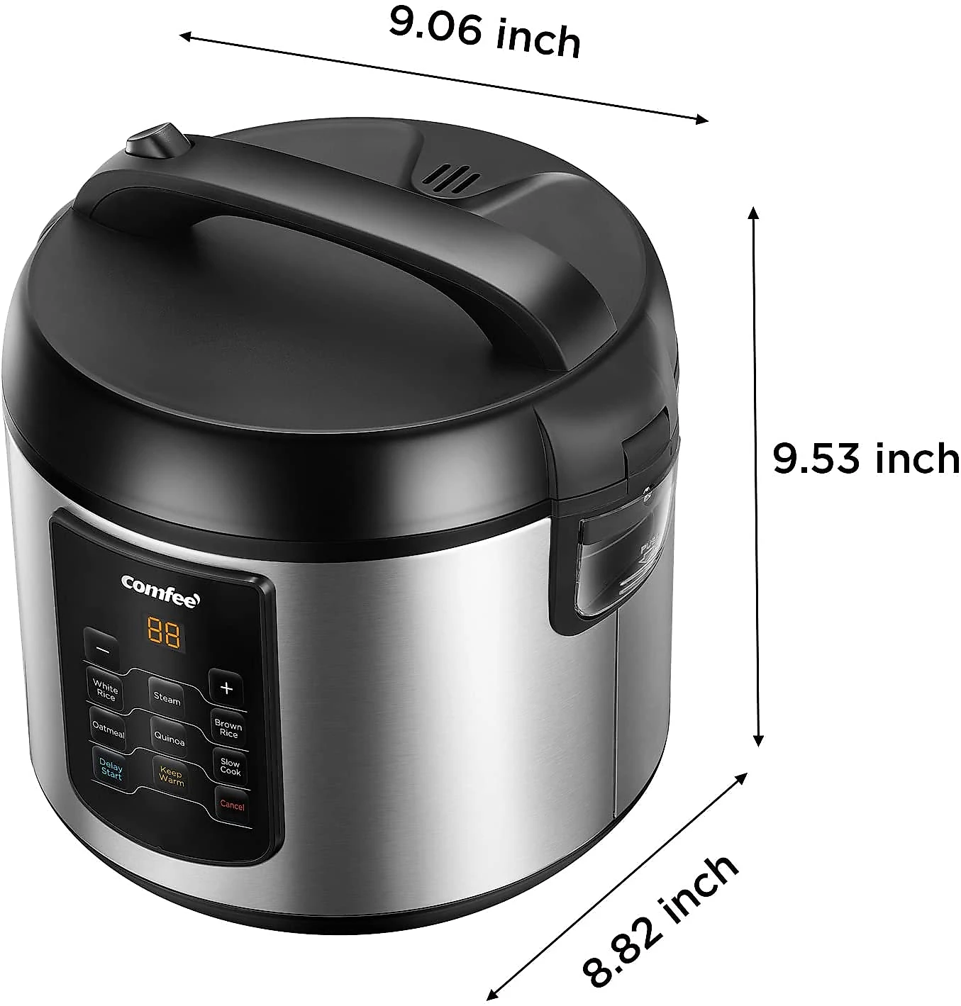 COMFEE Rice Cooker 6in1 Stainless Steel Multi Cooker Slow Cooker Steamer Saute and Warmer 2 QT 8 Cups Cooked Brown Rice Quinoa and Oatmeal 6 OneTouch Programs