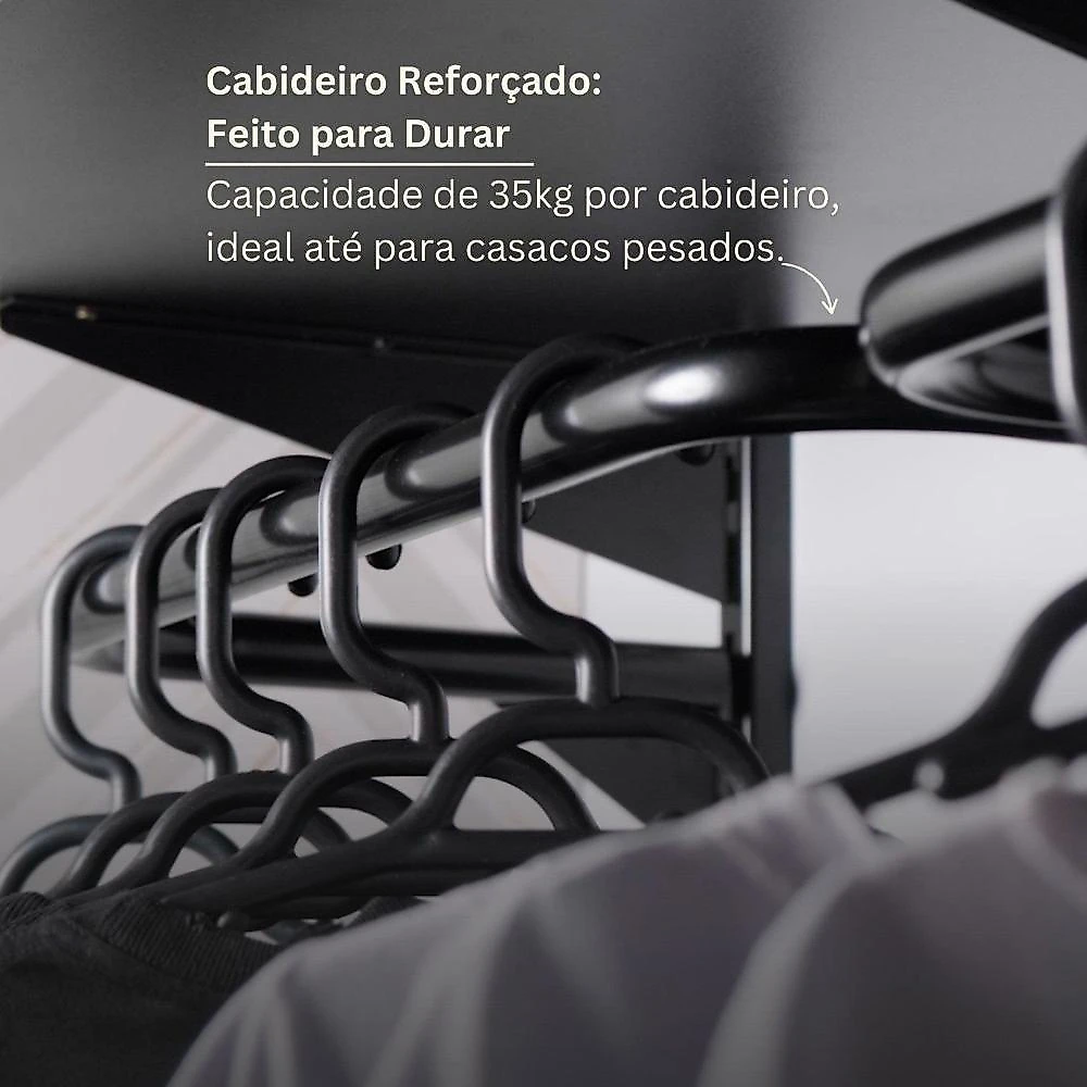 Closet Aberto Modular para Casal 225cm Eminence Preto
