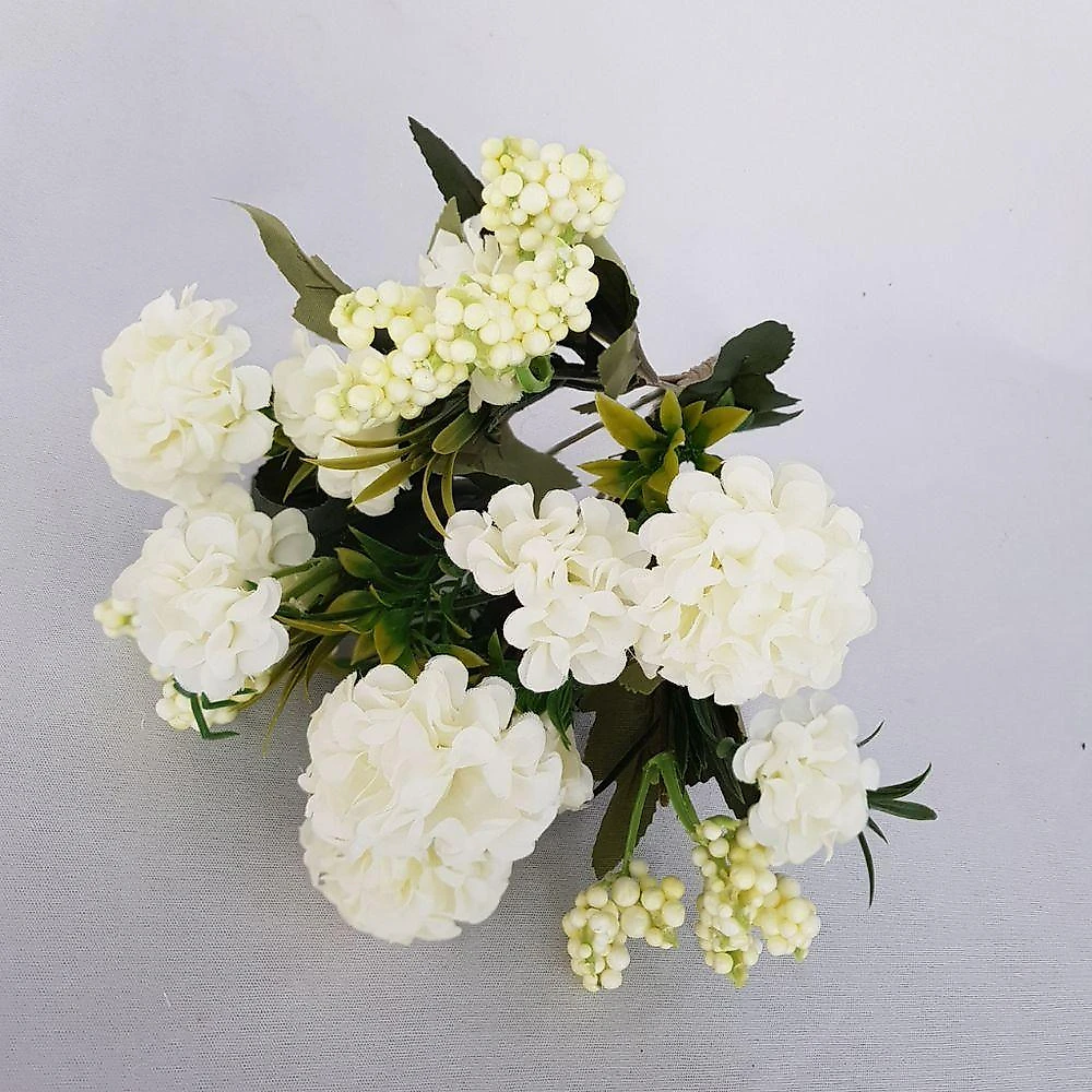 Arranjo Mini Hortênsias Artificiais Brancas