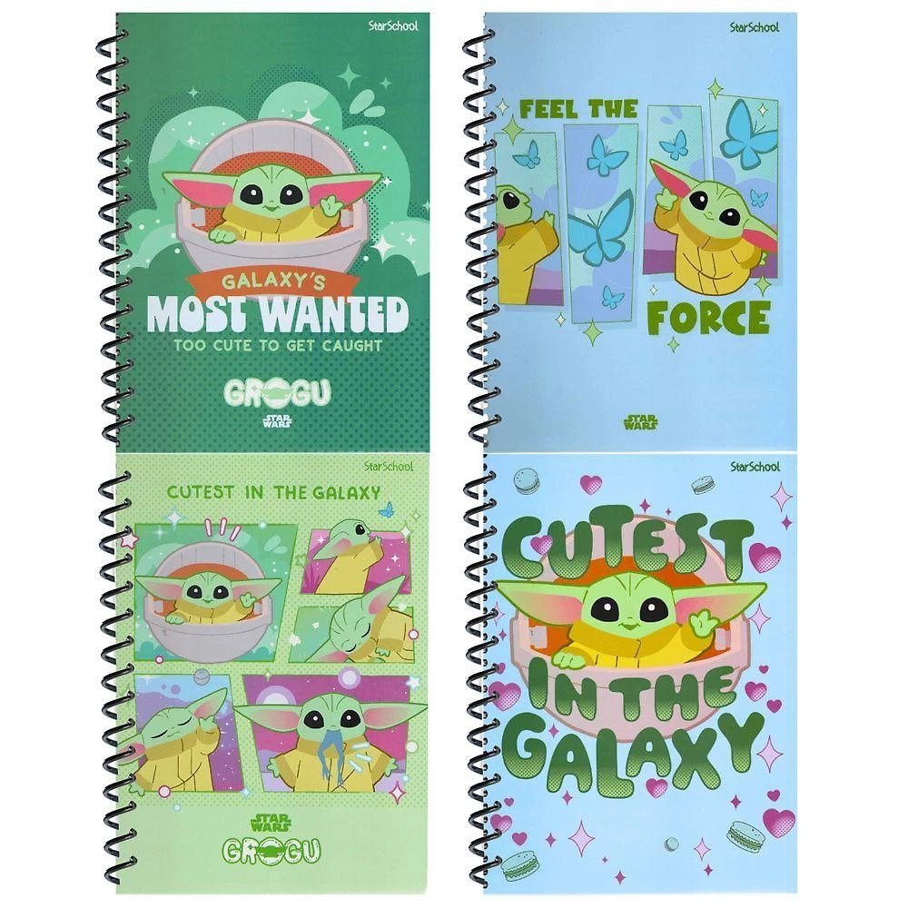 Caderno Espiral Capa Dura 1x1 Jandaia Grogu Star School 80 Folhas Pautadas 1 Matéria