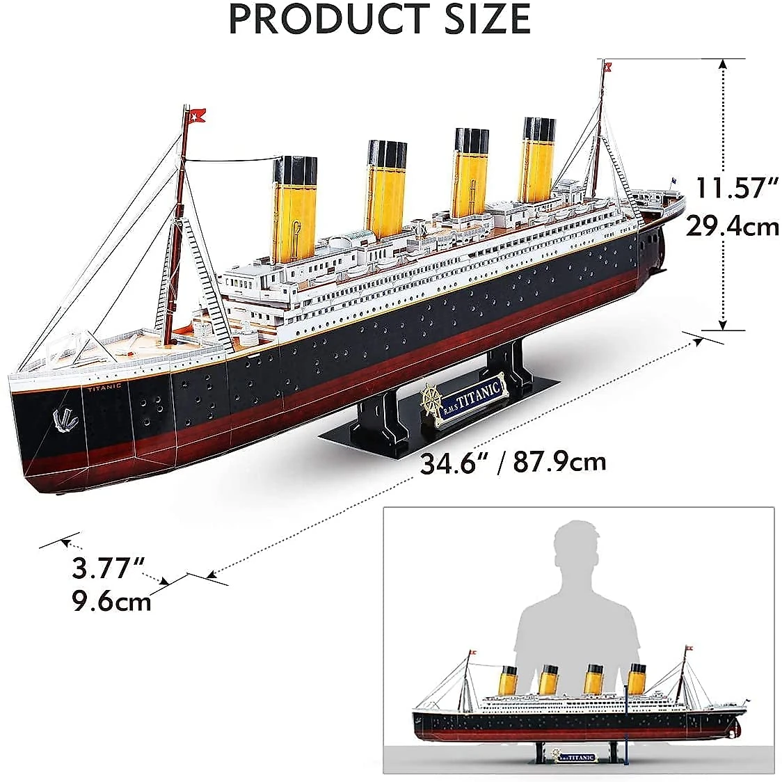 CubicFun Quebra Cabeças 3D Titanic com 85 Leds para Crianças e Adultos 266 Peças