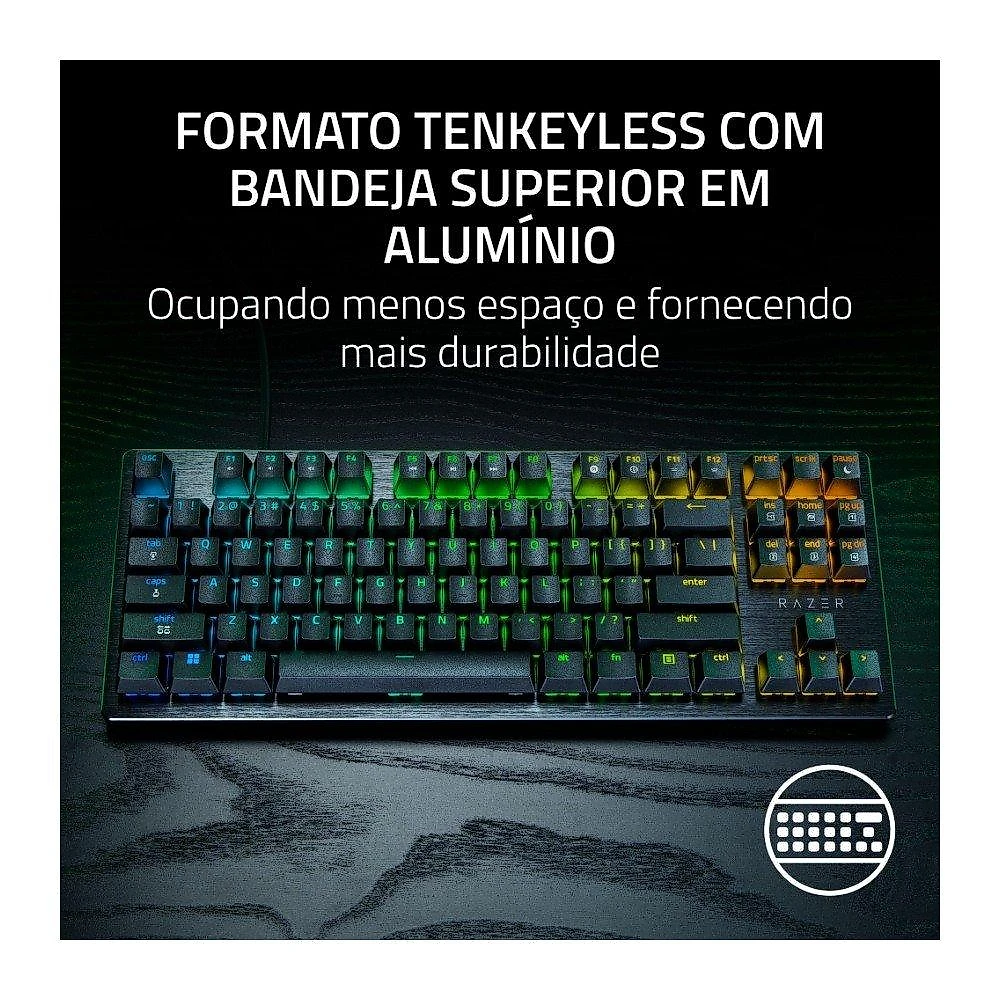 Teclado Magnético Gamer Razer Huntsman V3 HE TKL, 8KHz, Rapid Trigger, USB-C, RGB, Preto - RZ03-05920200