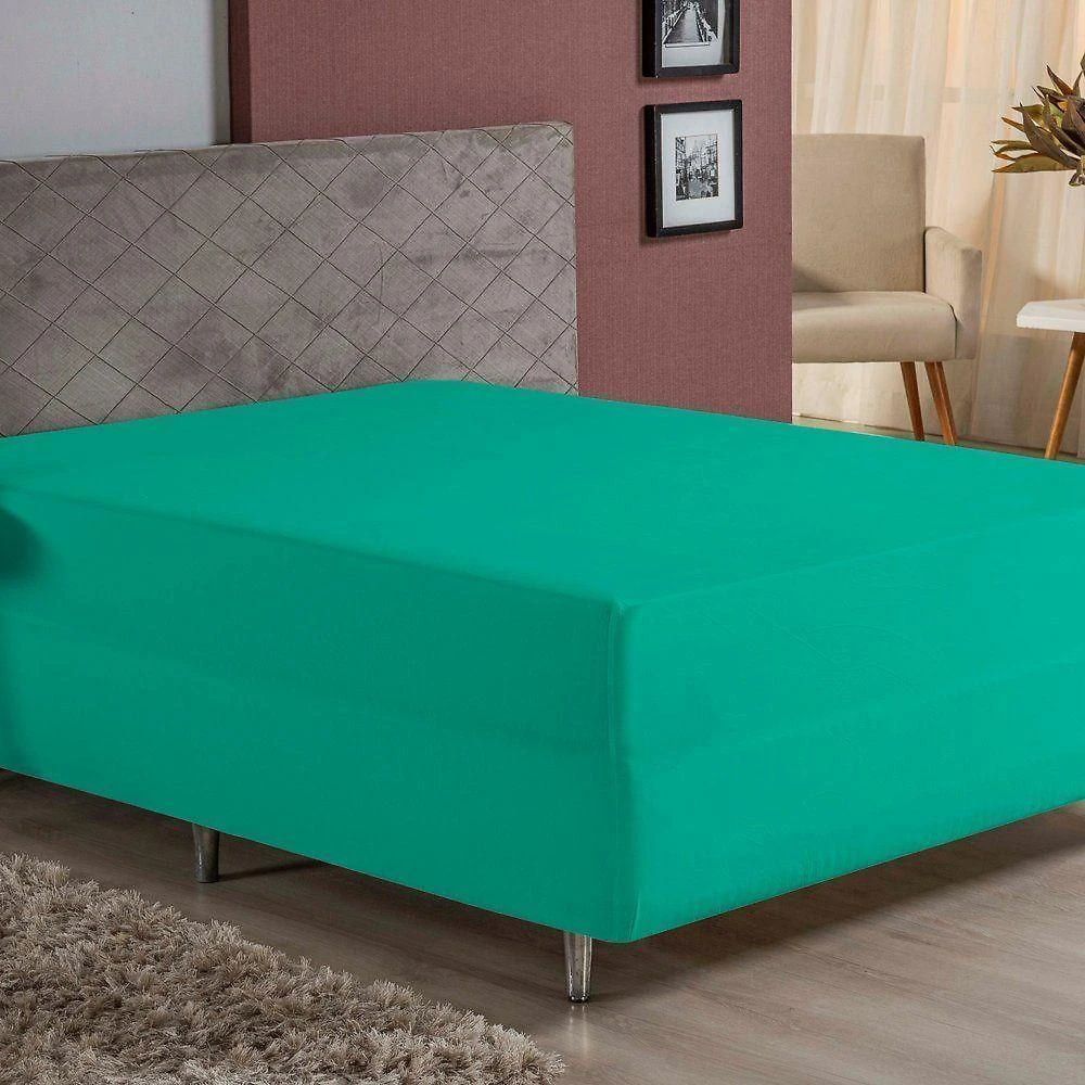 Lençol Com Elástico Casal Nobre 1 Peça Luva De Box 55cm De Altura Malha 100% Algodão - Jade