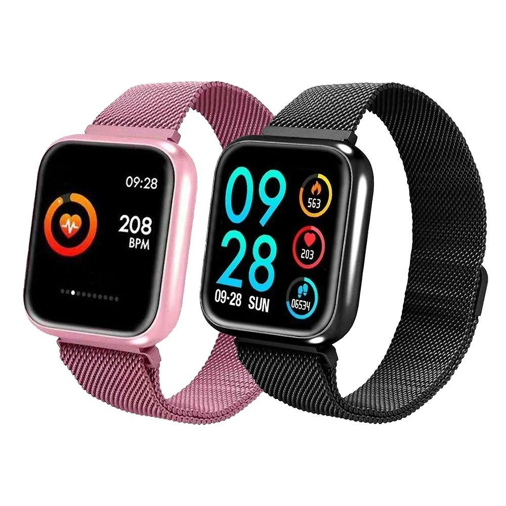 Kit Ele E Ela 2 Smartwatch P70 Android Ios Preto E Rosa