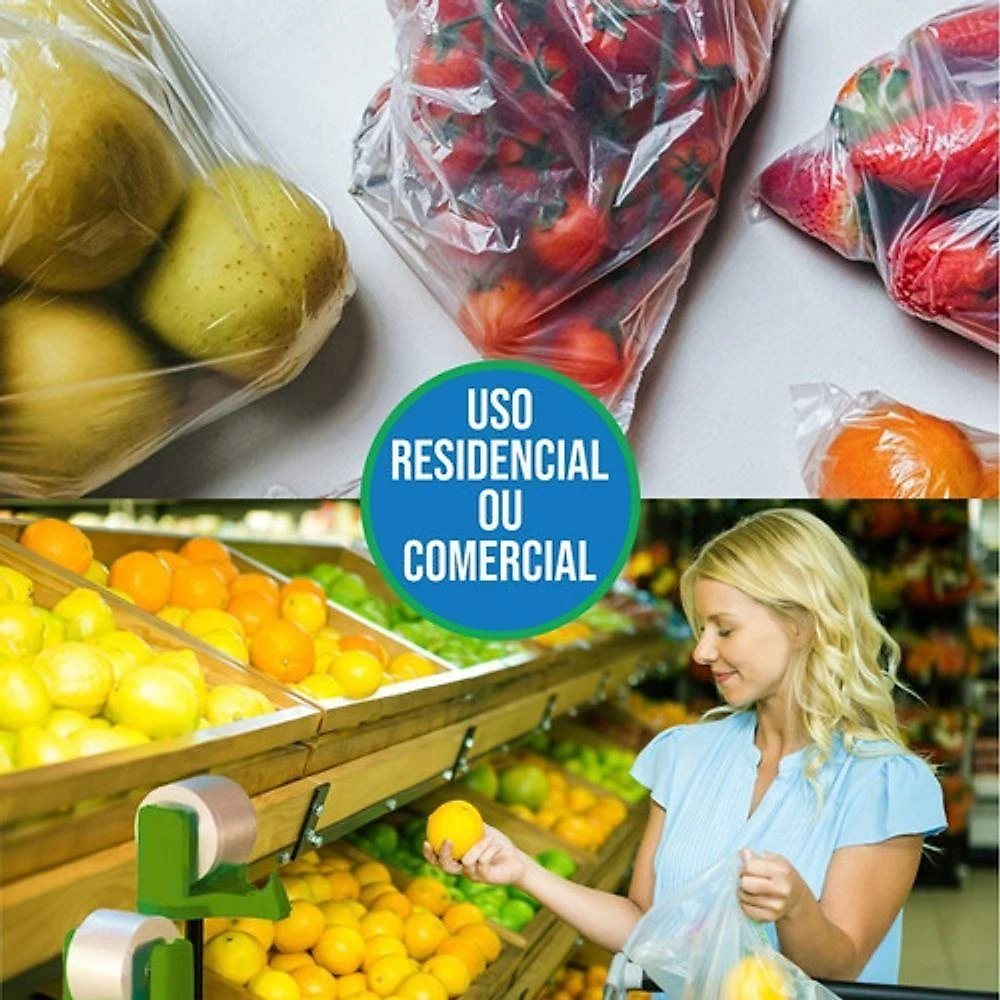 Bobina de Saco Plástico Fundo Estrela para Supermercado 500 Unidades 28x40 Transparente