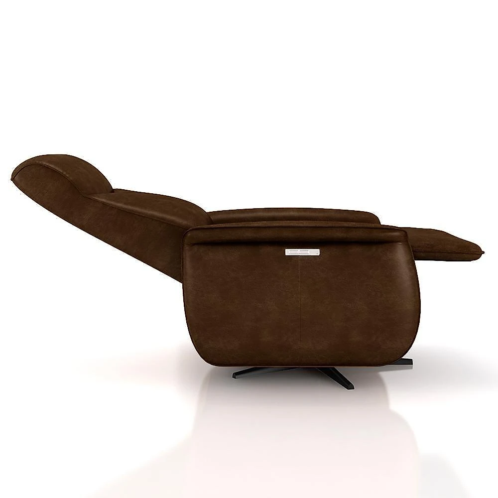 Poltrona do Papai Reclinável Elétrica Anakin G76 Couro Chocolate com Base Giratória Usb Gran Belo