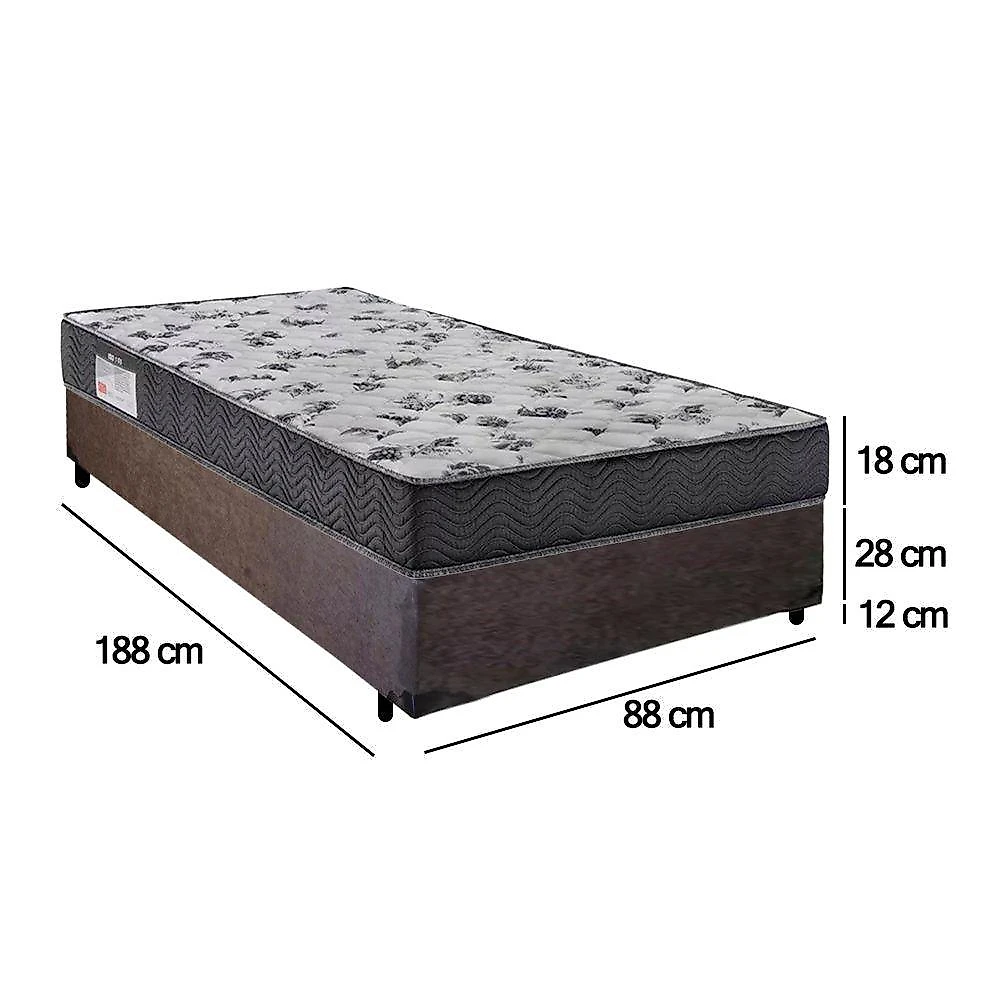 Cama Box Solteiro Suede + Colchão De Espuma D33 - Sereneprime - 88cm marrom