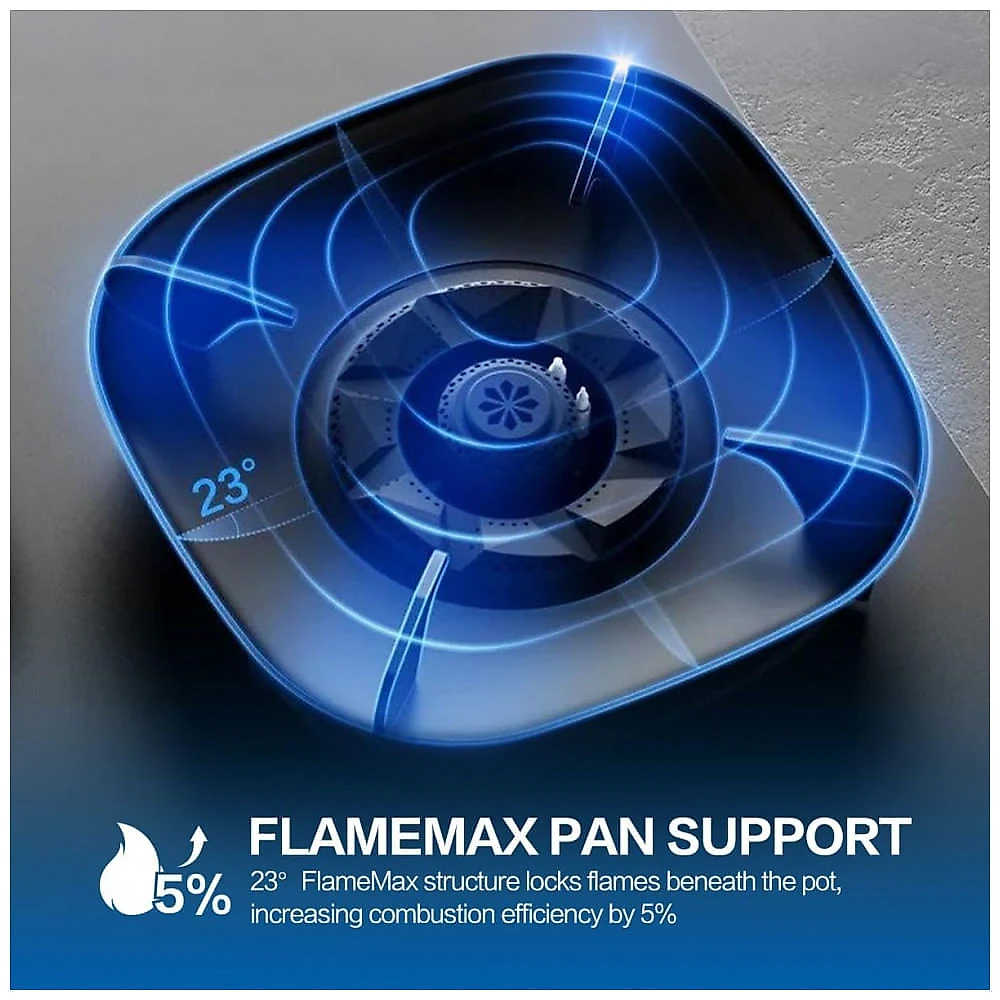 Cooktop a gás de embutir 76cm Robam FireCube vidro temperado cinza 3 queimadores lotus flame 18.000 BTU gás natural e GLP