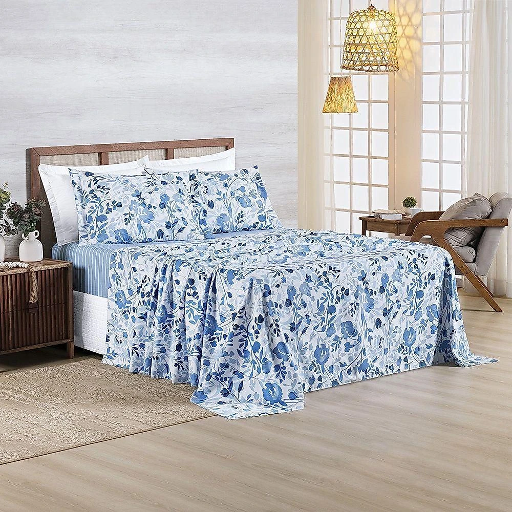 Cobre Leito + Jogo De Cama Afeto 400 Fios Queen 07 Peças 100% Poliéster - Lolli
