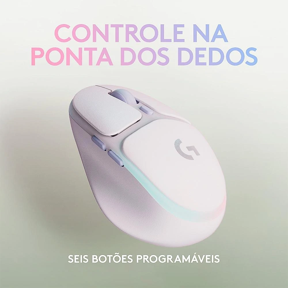 Mouse Gamer Sem Fio Logitech G705, Coleção Aurora, RGB, Bluetooth, USB, 6 Botões, Branco - 910-006366