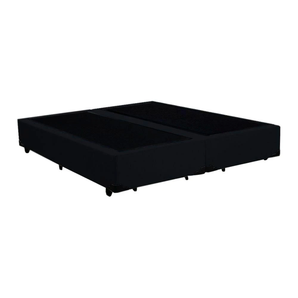 Cama Box Casal Bipartido Extremo Reforçado Suede Madeira Preto Homequeen
