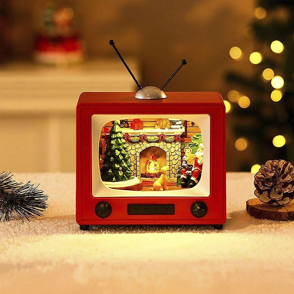 Enfeite Televisao Natal Papai Noel Natalino Musica Som Led Natalino Festa Evento Fim De Ano Decoraçao Tv Retro Vintage