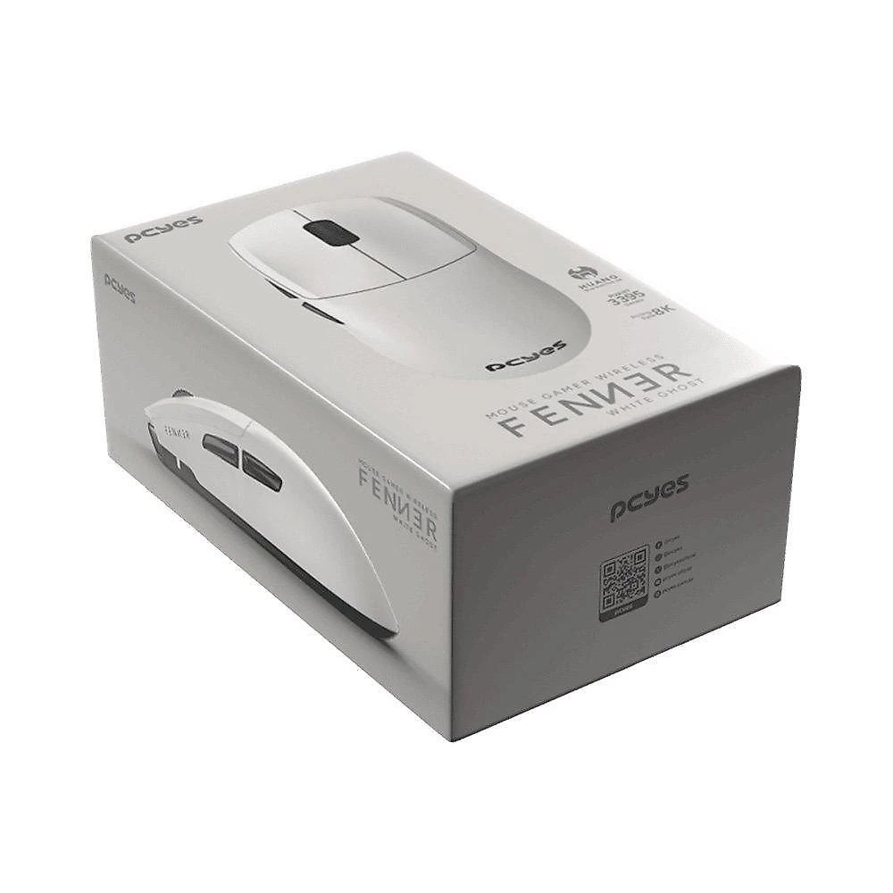 Mouse Gamer Sem Fio PCYES Fenner, RGB, 26000 DPI, 6 Botões, Wireless, Bluetooth, Polling Rate 8K, Branco Ghost - PMGFWG8K