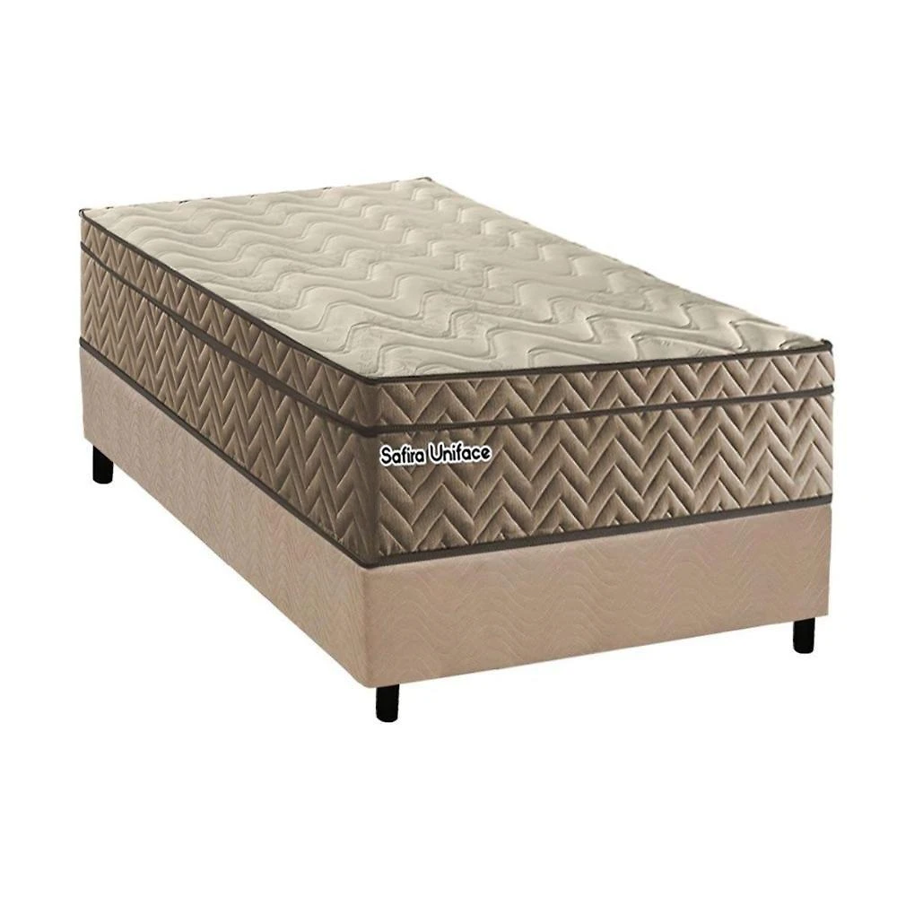 Cama Box Solteiro: Colchão Molas Masterpocket Ensacadas Paropas Safira Uniface + Base Crc Suede Clean (88x188)