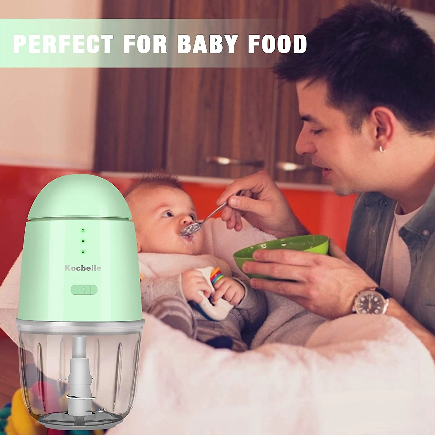 Kocbelle Mini Processador de Alimentos Pote de Vidro de 295 mL 150W Verde