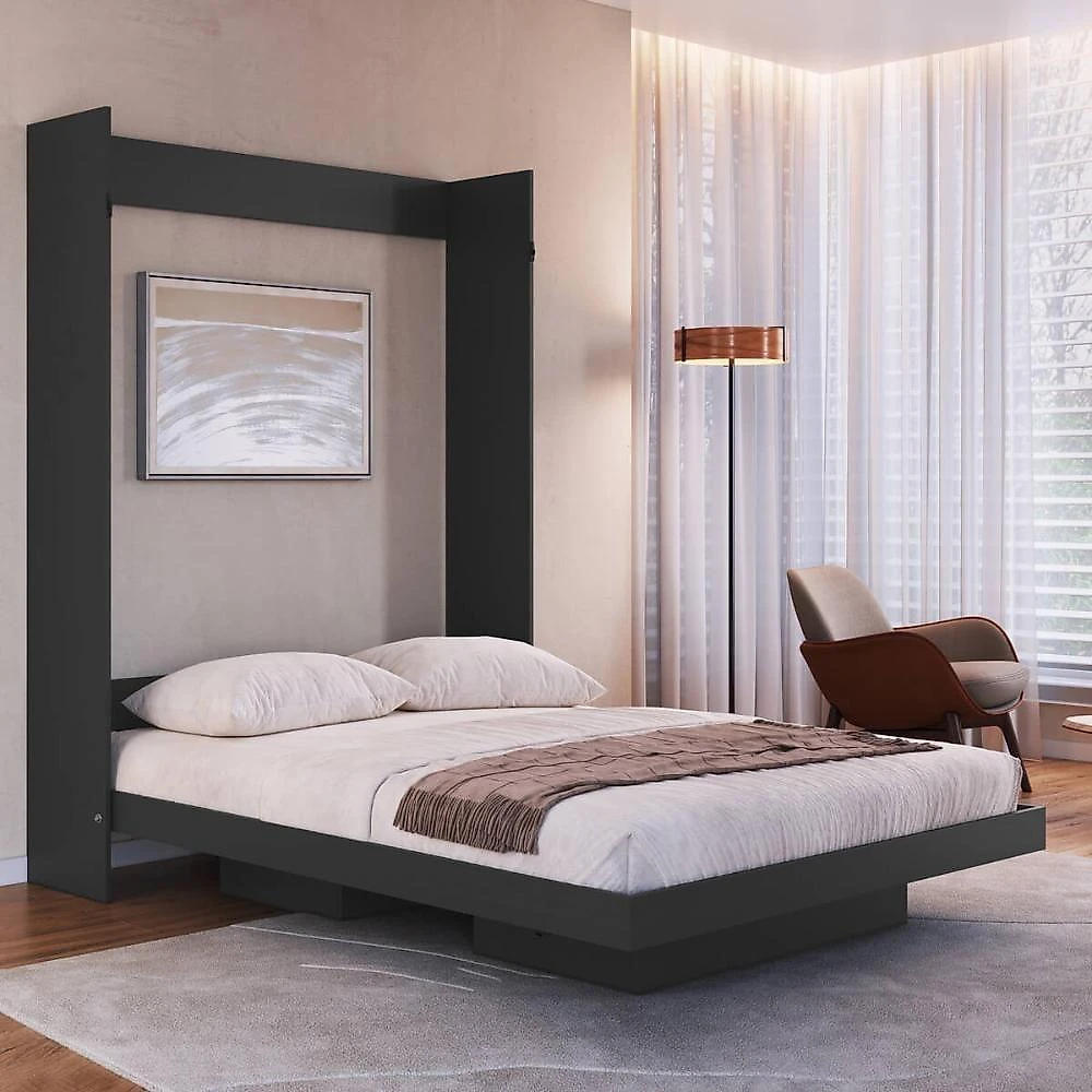 Cama de Casal Articulada Vertical com 2 Nichos MDP Grafite 145,6CM X 208CM webcontinental-7899766516657