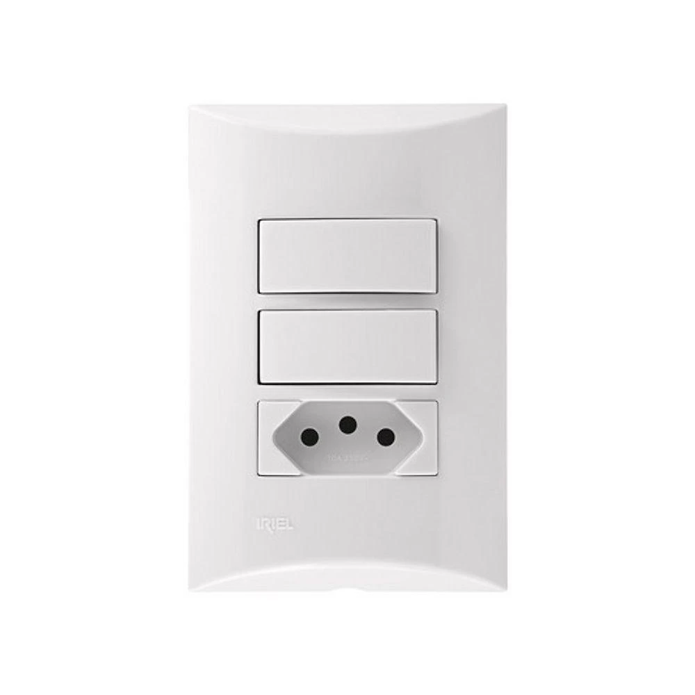Conjunto com Placa 2 Teclas Simples e 1 Tomada 10A 4x2 Brava CJ Iriel