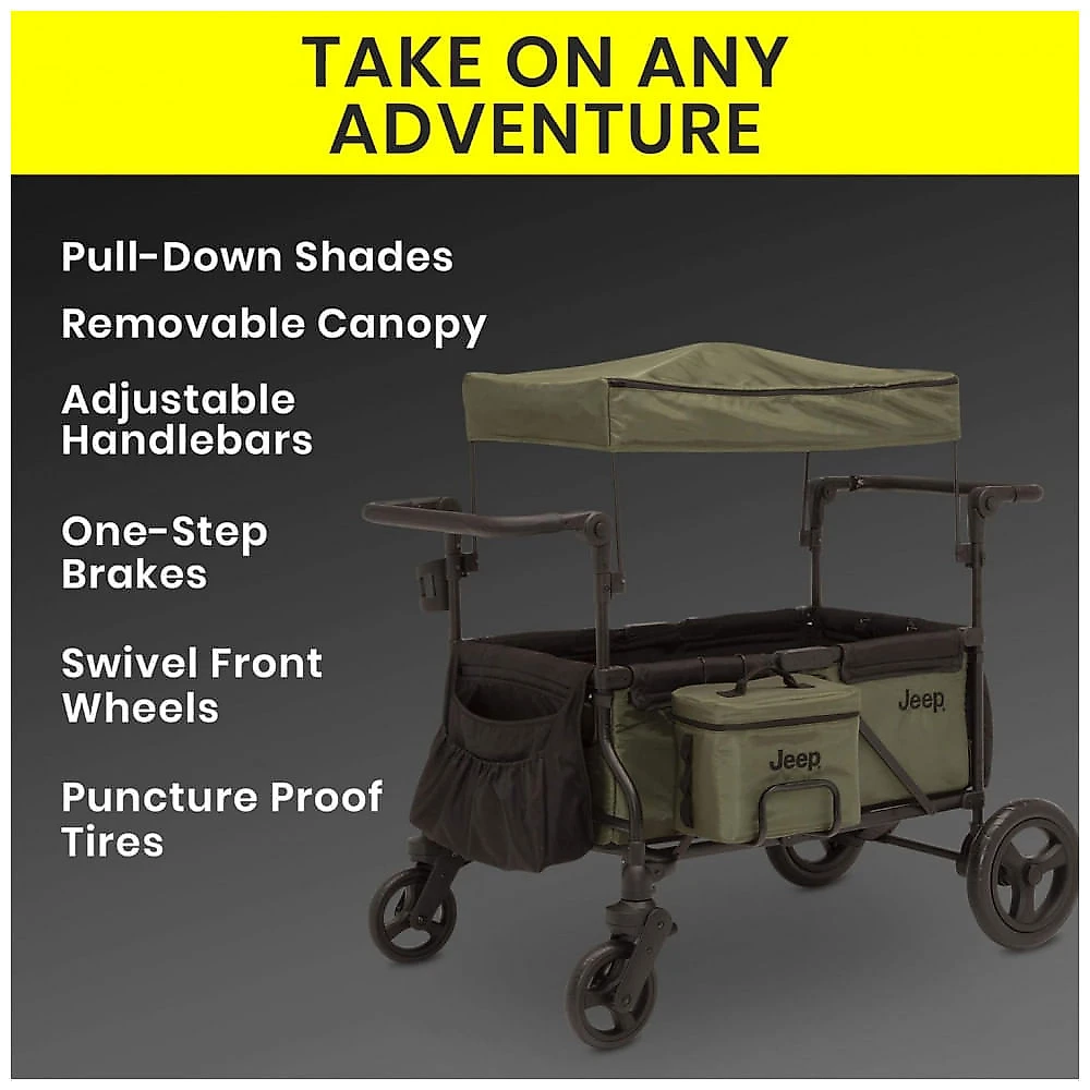 Carrinho de Passeio para 2 Crianças Multifuncional com Bolsa Térmica e Adaptador para Assento de Carro, até 50 kg, JE...