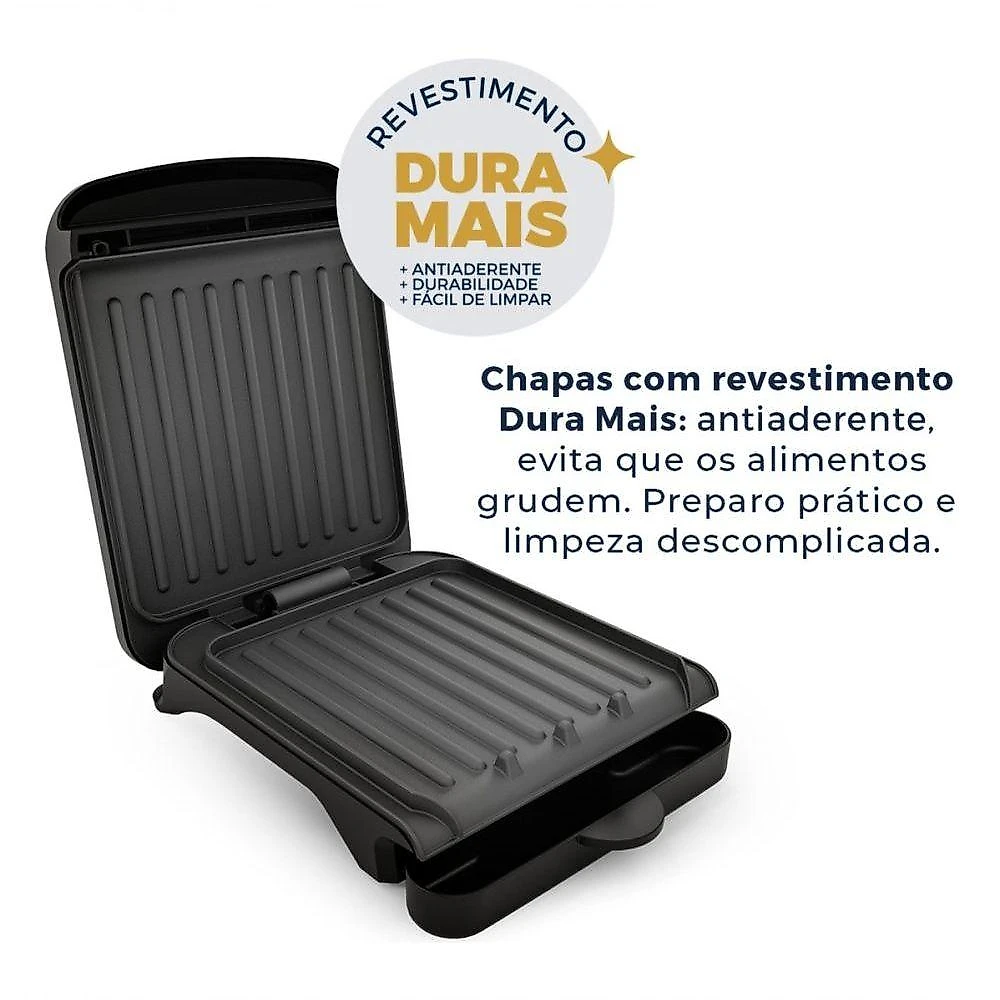 Sanduicheira Grill Britânia BGR12A Chapas Antiaderentes 750W Preto 110V