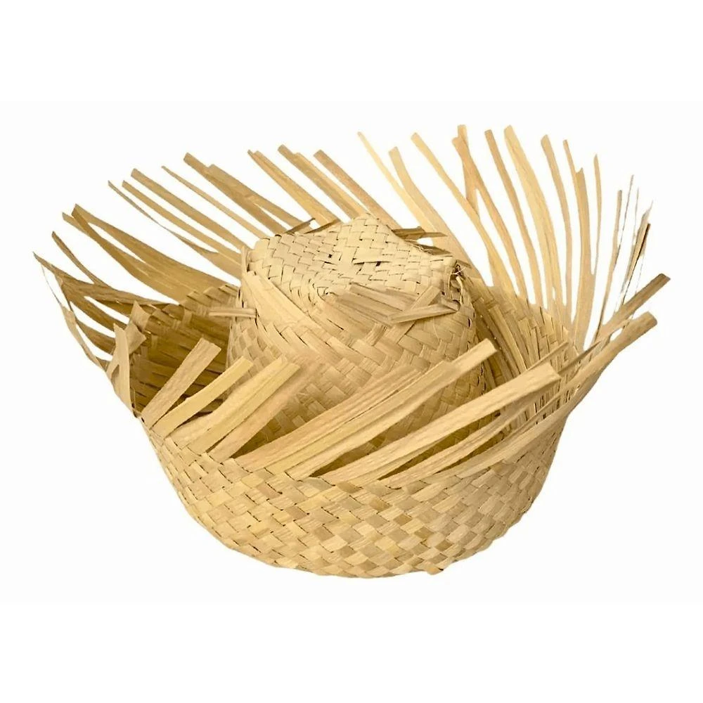 Chapéu de Palha Junino Caravana Luiz Gonzaga em Material Natural 11x26cm para Festas Juninas e Forró