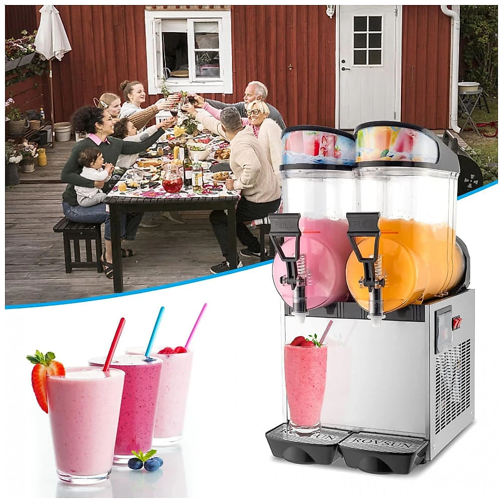 Máquina de Slush Raspadinha ROVSUN 30L Duplo Tanque Margariteira Comercial Inox 110V