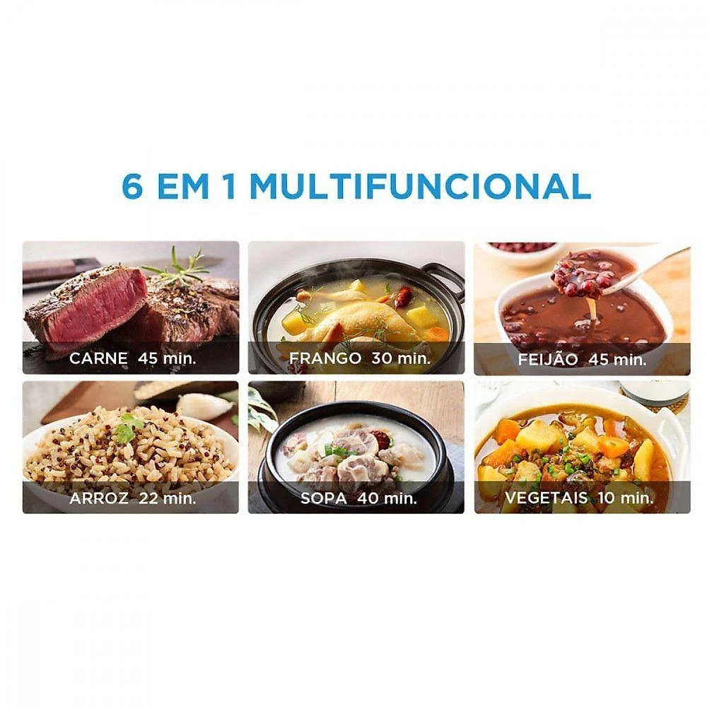 Panela De Pressão Elétrica Mecânica 4L Midea Portáteis Preto/inox 220V